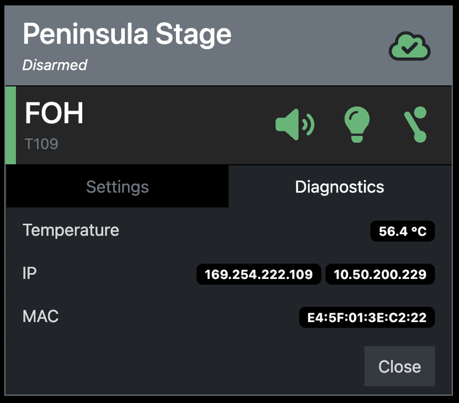 Trigger box diagnostics screenshot