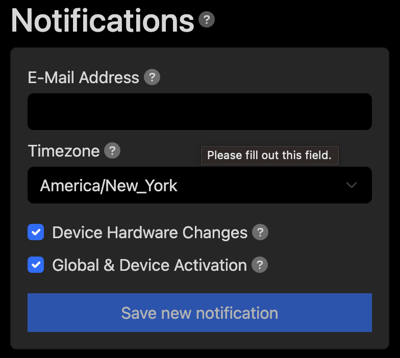 notification settings