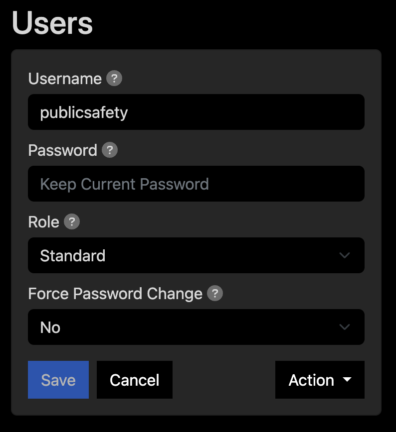 screenshot of user settings